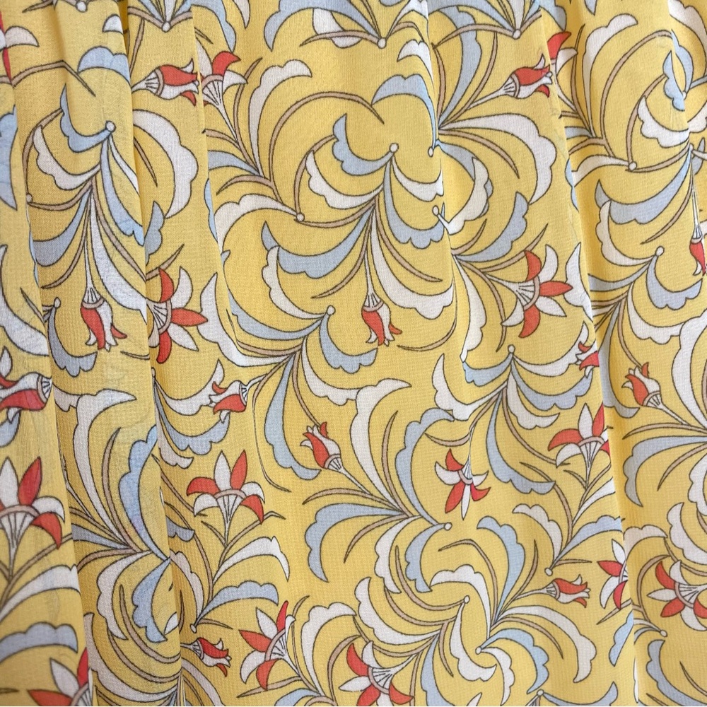 Max Studio Skirt Yellow Floral Chiffon Smocked Shirred Spring‎ Flirty Lined Gray - Picture 12 of 13